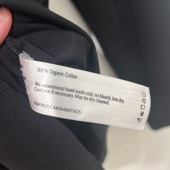 Eileen Fisher Black Blouse Button Down Collared 100% Organic Cotton Sz L - Picture 6 of 6